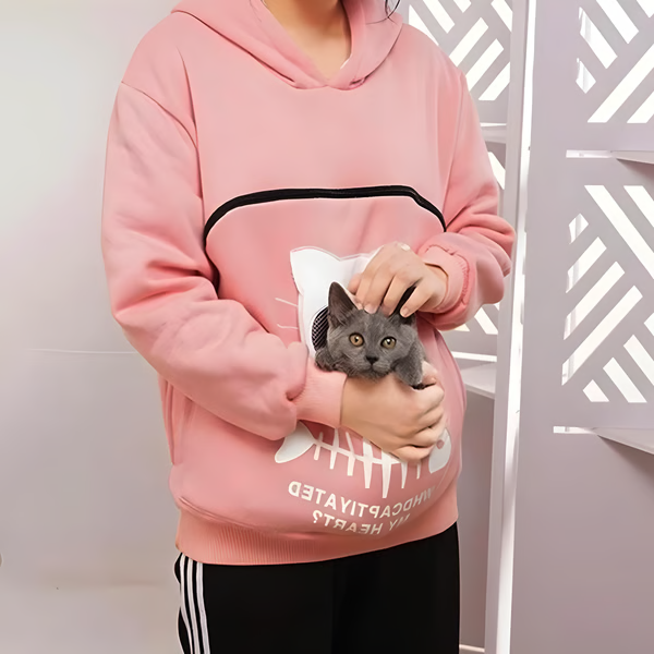 Cozy Cat Owner Hoodie with Pouch