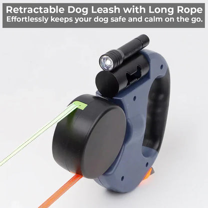 Adjustable Pet Leash with LED Light & Poop Bag Dispenser