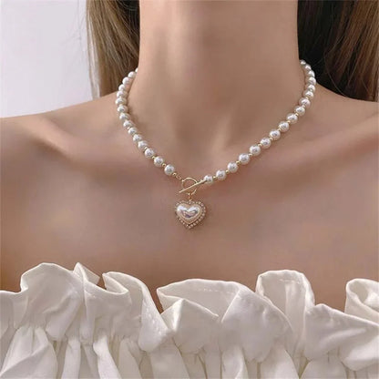Elegant Pearl Heart Lock Necklace - Halri