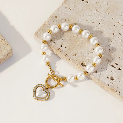 Elegant Pearl Heart Lock Necklace