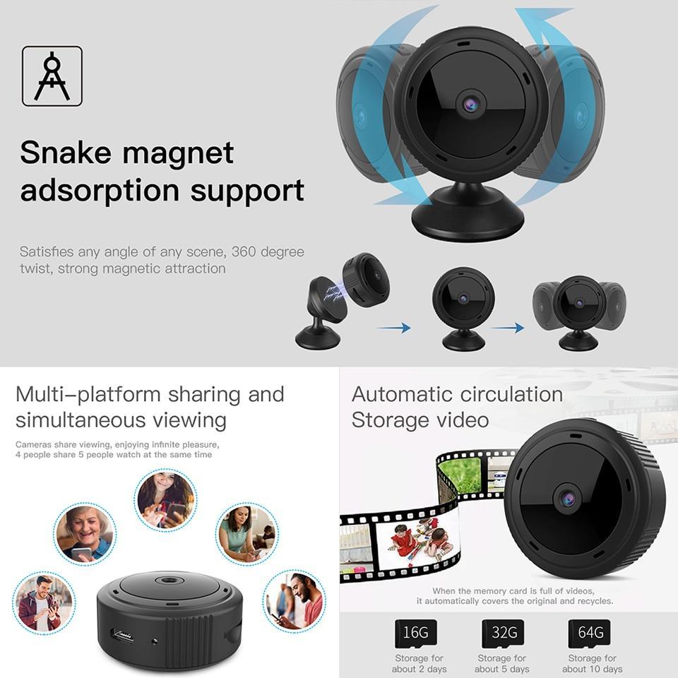Compact WiFi Home Security Camera 1080P HD Night Vision Baby Cam