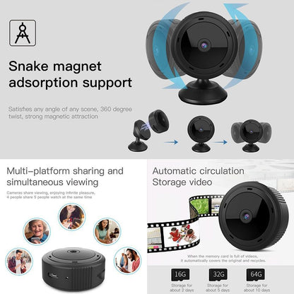Compact WiFi Home Security Camera 1080P HD Night Vision Baby Cam