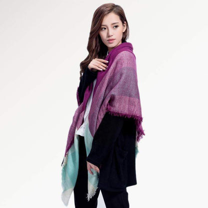 Warm Plaid Knit Winter Scarf for Women