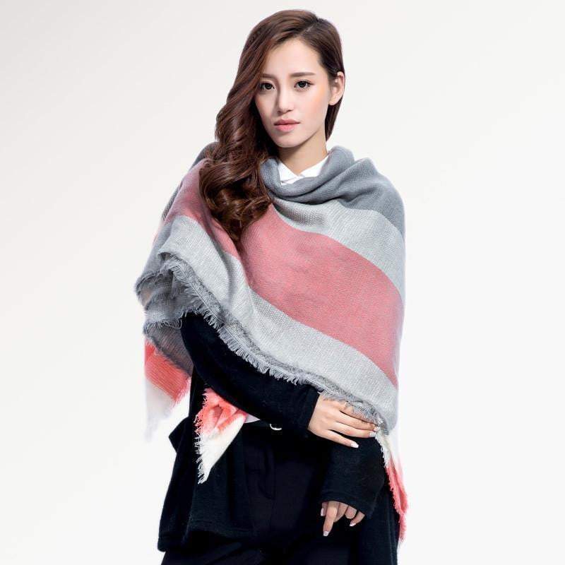 Warm Plaid Knit Winter Scarf for Women