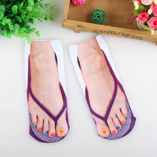 Quirky 3D Printed Novelty Flip Flop Socks - Halri