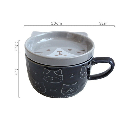 Adorable Kitty Ceramic Coffee Mug with Lid - Halri