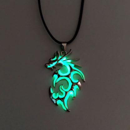 Antique Glow Dragon Pendant Necklace - Halri