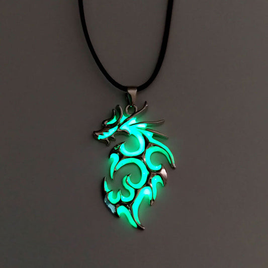 Antique Glow Dragon Pendant Necklace - Halri