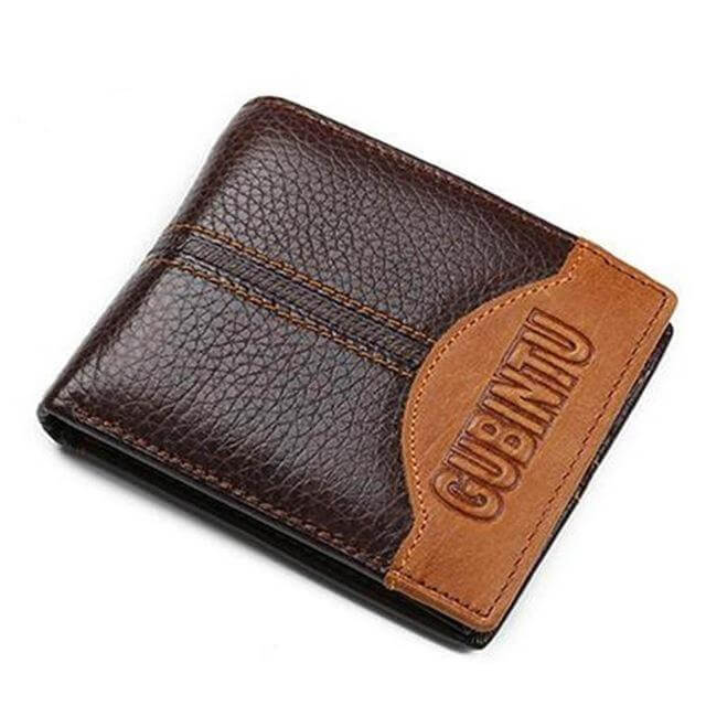 Real Leather Men's Zip Wallet with Coin Pouch