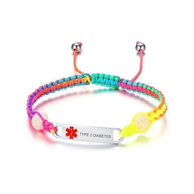 Colorful Kids Medical Alert Diabetes ID Bracelet - Halri