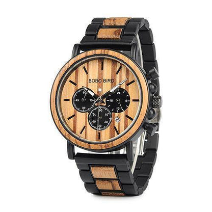 Rugged Wood Chronograph Men's Military Watch - Halri
