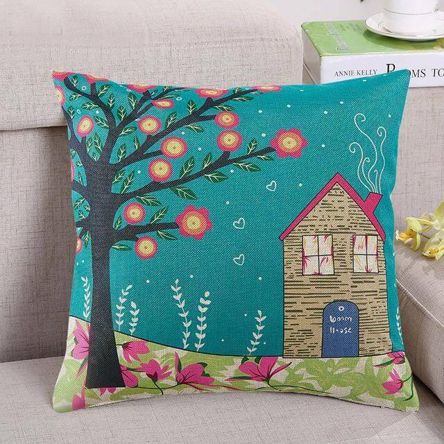 Colorful Forest Pattern Soft Pillow Covers - Halri
