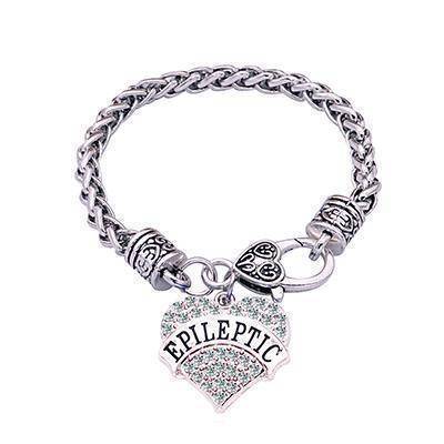 Women's Medical Alert Crystal Heart Bracelet