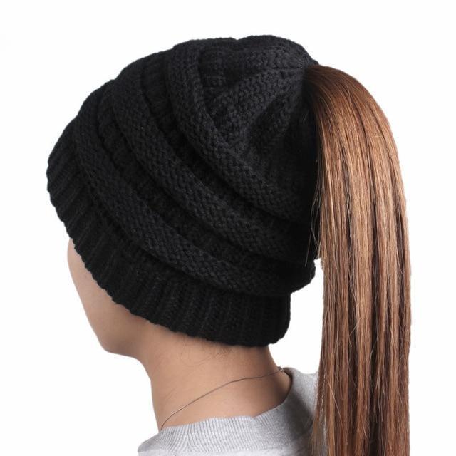 Warm Winter Ponytail Beanie for Ladies