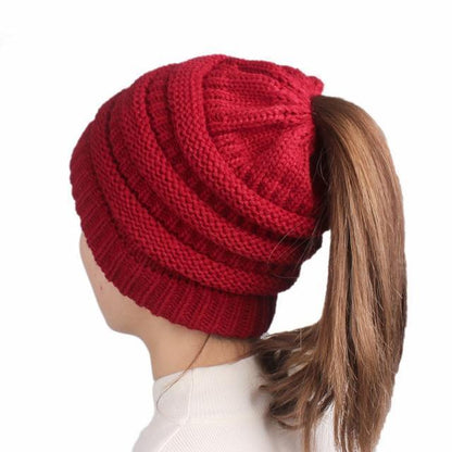 Warm Winter Ponytail Beanie for Ladies - Halri