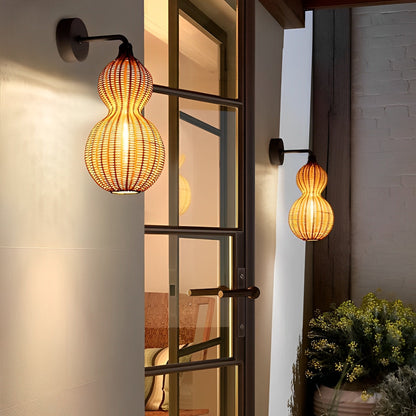 Natural Wicker Outdoor Hanging Porch Light Fixtures