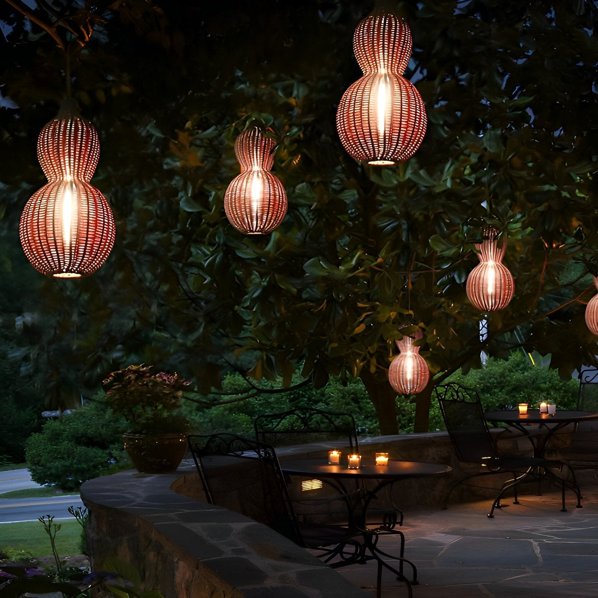Natural Wicker Outdoor Hanging Porch Light Fixtures