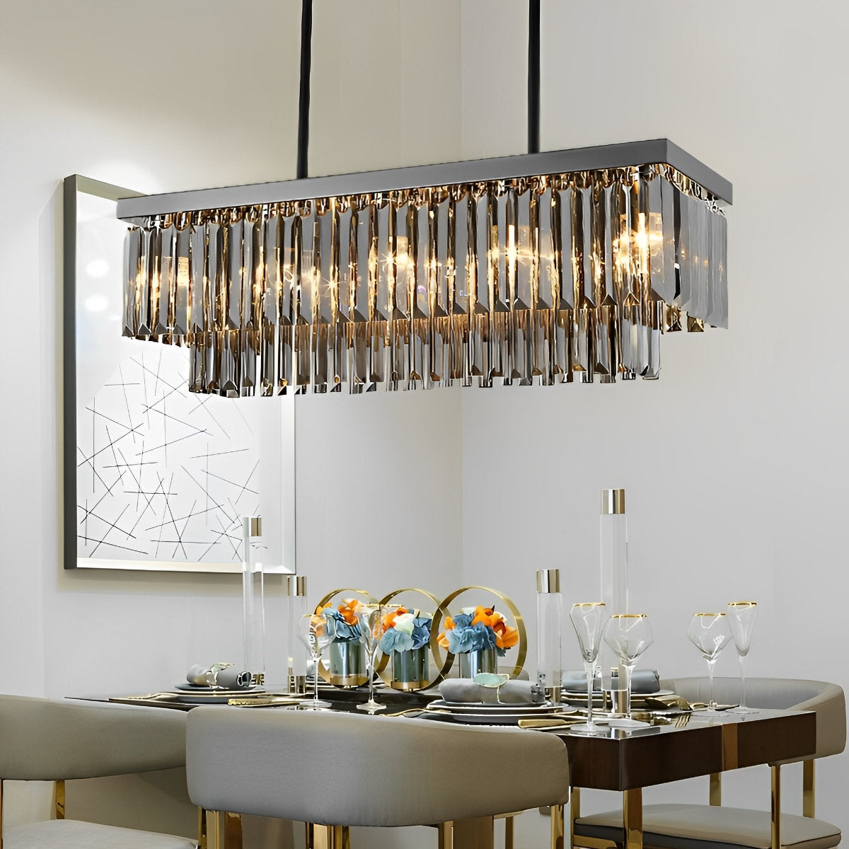 Sleek Glass LED 3-Level Dimmable Grey Pendant Light