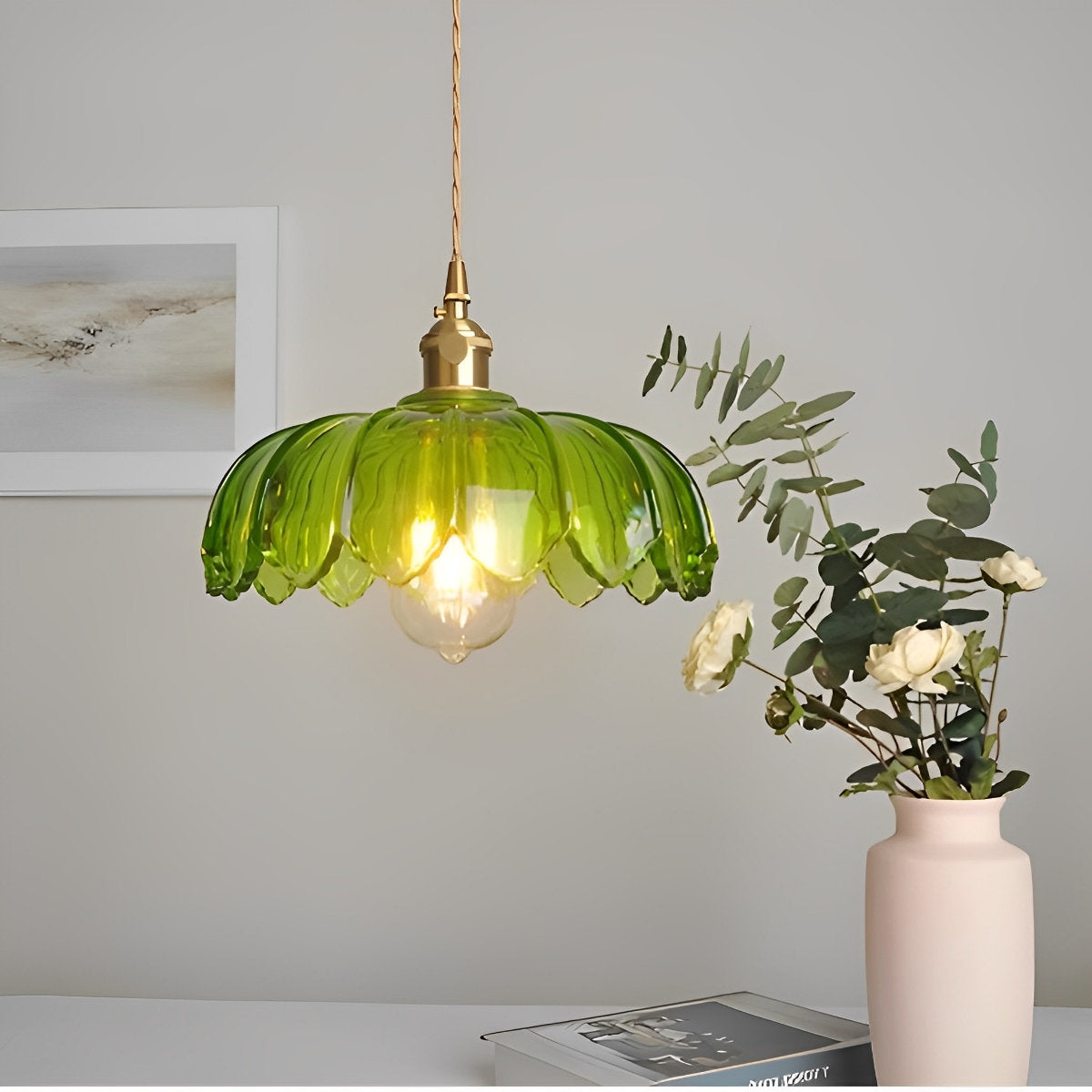 Vintage Floral Metal Pendant Light Fixture Hanging Lamp