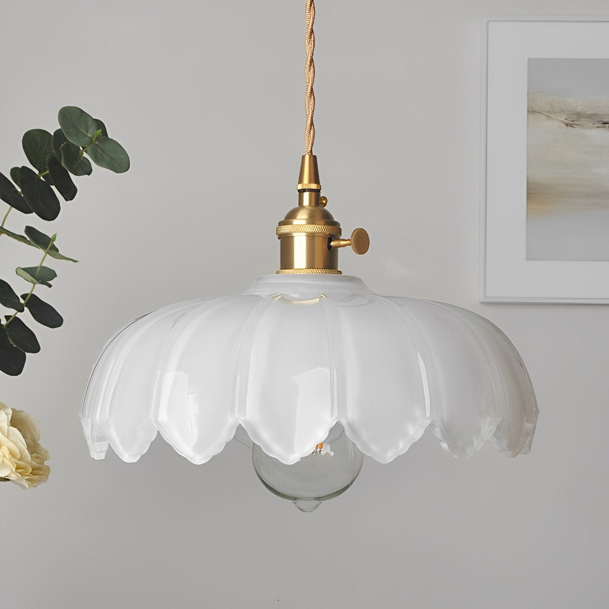 Vintage Floral Metal Pendant Light Fixture Hanging Lamp