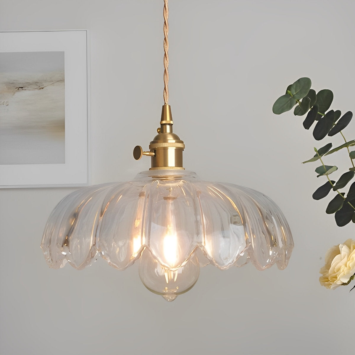 Vintage Floral Metal Pendant Light Fixture Hanging Lamp
