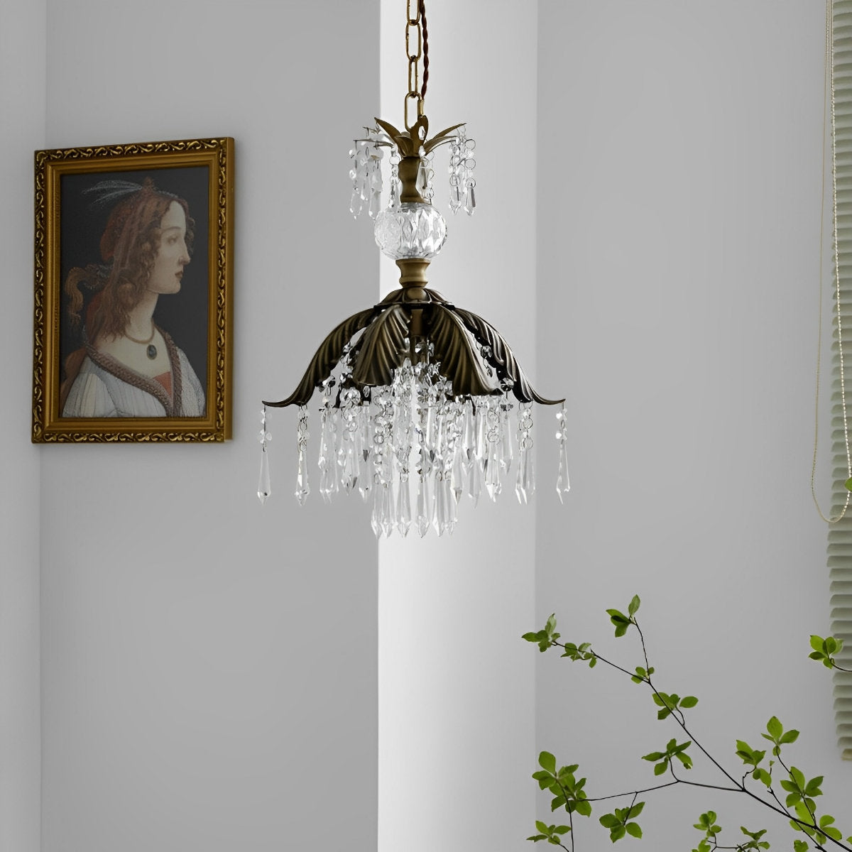 Vintage Floral Crystal Pendant Light Fixture