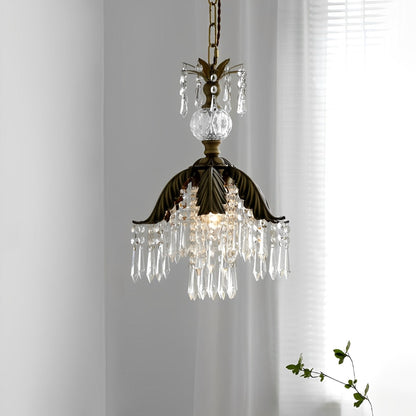 Vintage Floral Crystal Pendant Light Fixture