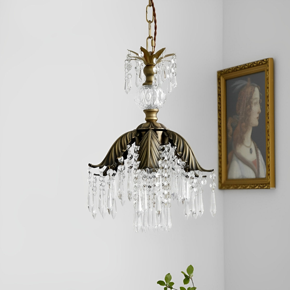 Vintage Floral Crystal Pendant Light Fixture