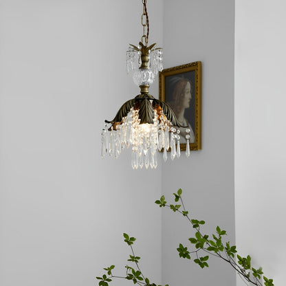 Vintage Floral Crystal Pendant Light Fixture