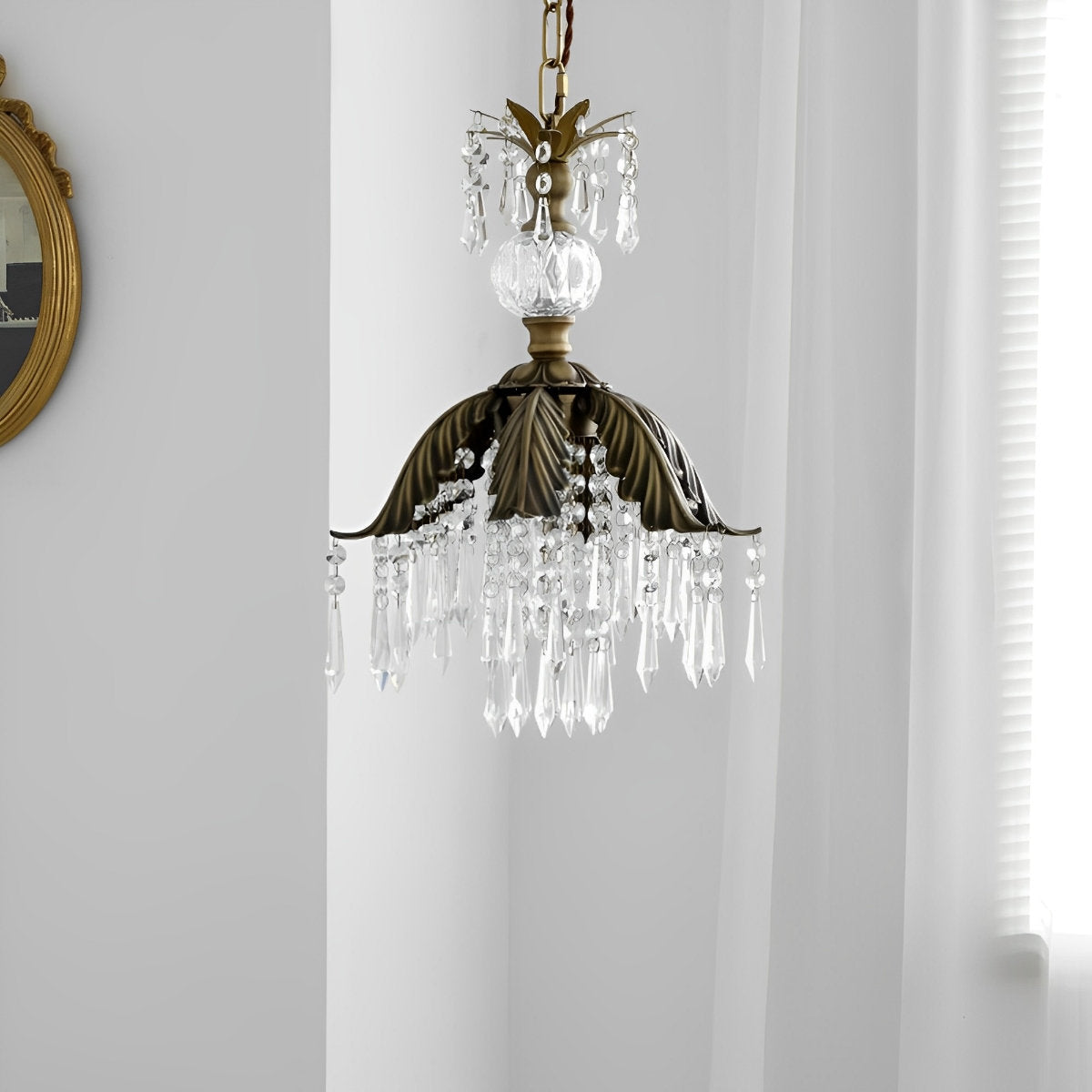 Vintage Floral Crystal Pendant Light Fixture