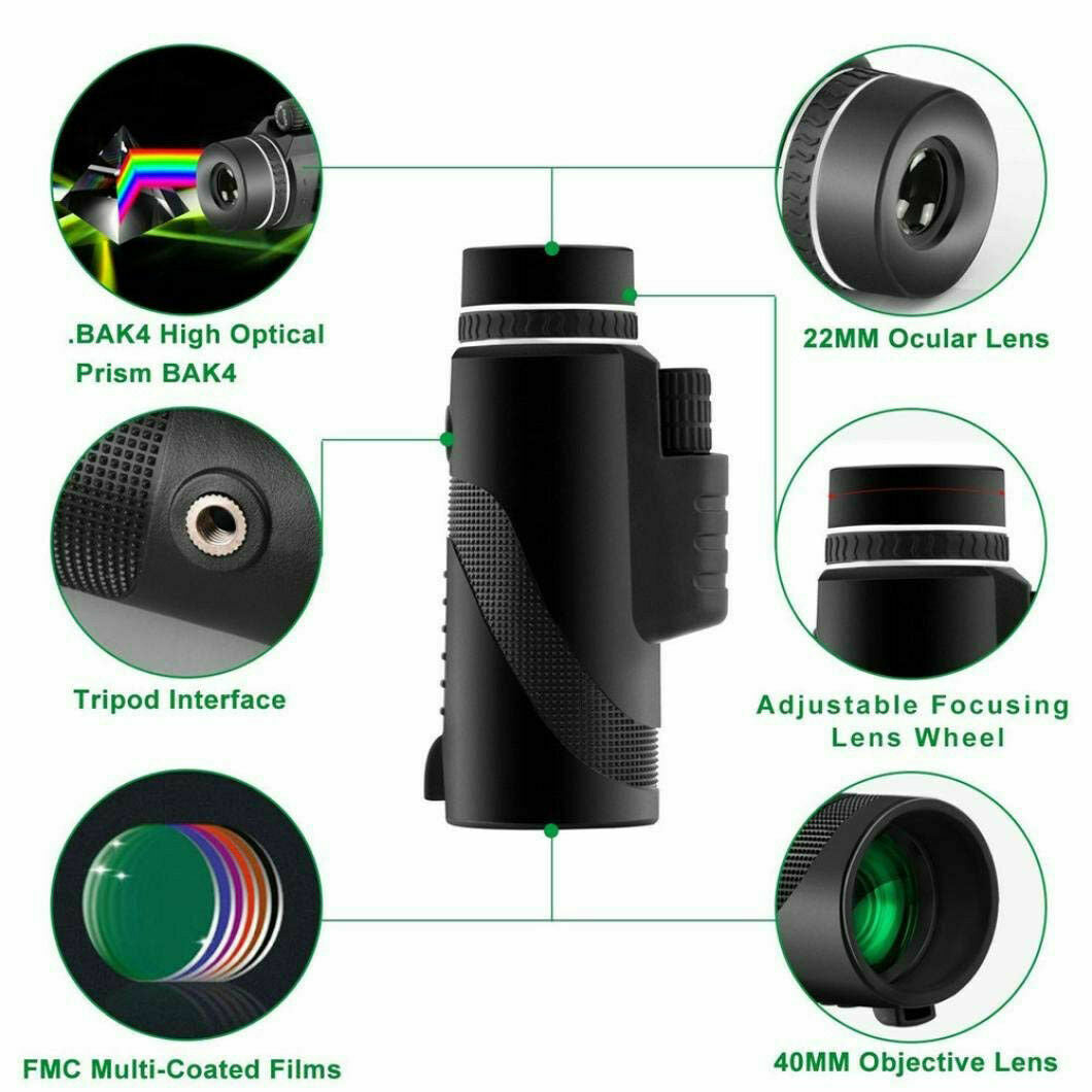 Compact High Power Monocular Scope 16X52