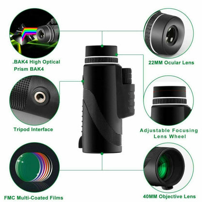 Compact High Power Monocular Scope 16X52