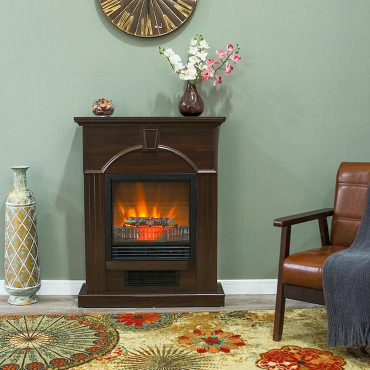 Realistic Electric Faux Fireplace Mantel 28