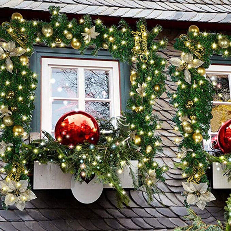 Deluxe LED Outdoor Stair Christmas Garland 9 Feet Long
