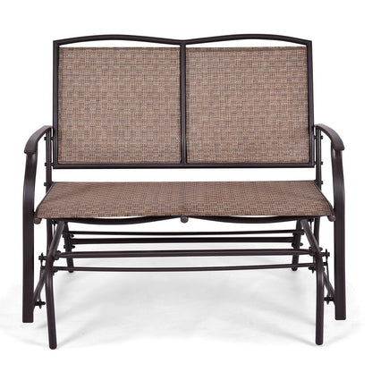 Rustic Metal Patio Loveseat Glider Bench Seat