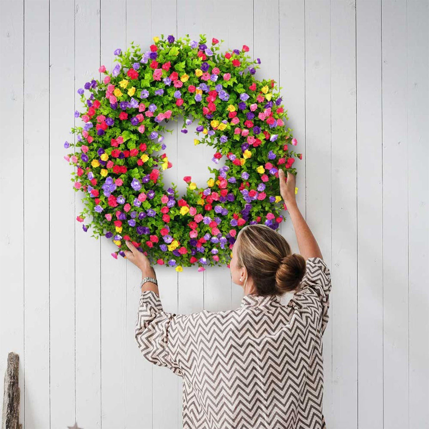 Vibrant Artificial Floral Welcome Door Wreath - Halri