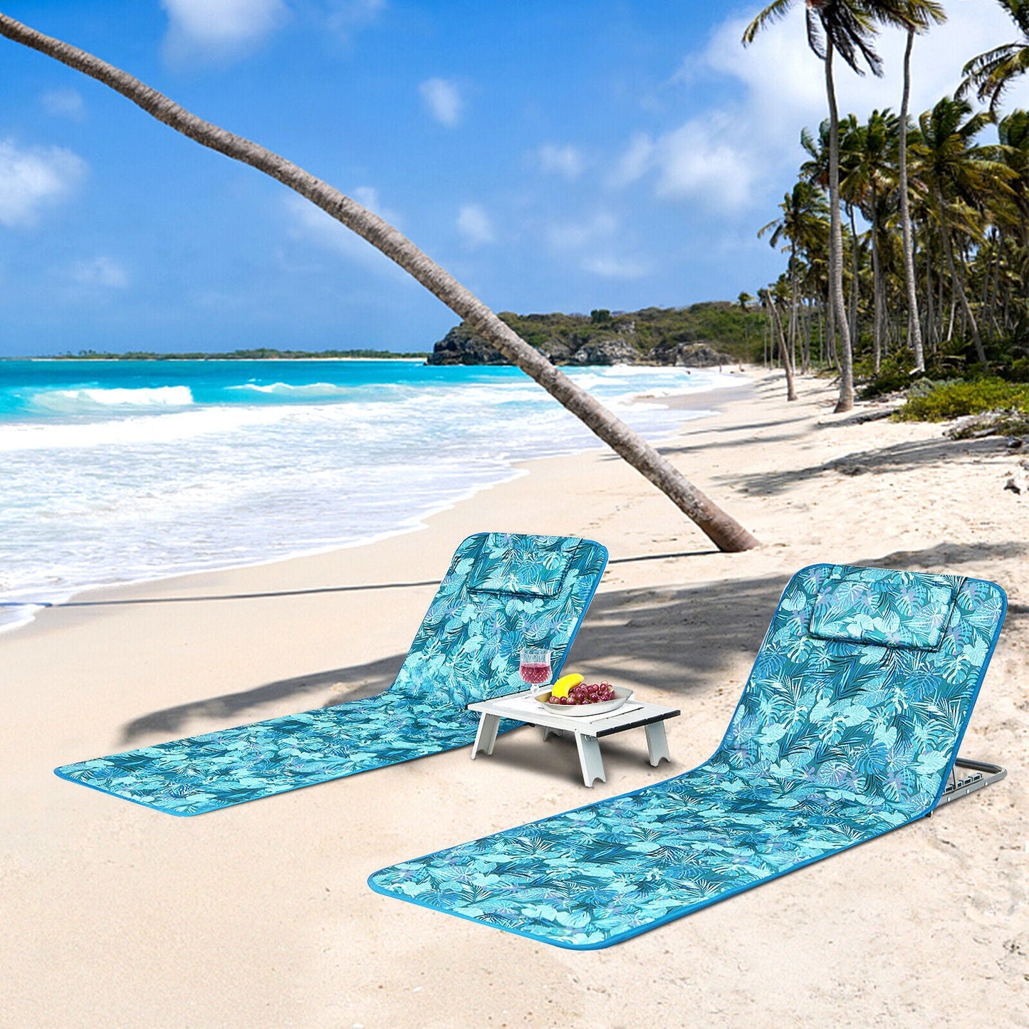 Compact Lightweight Folding Beach Lounge Chair Set