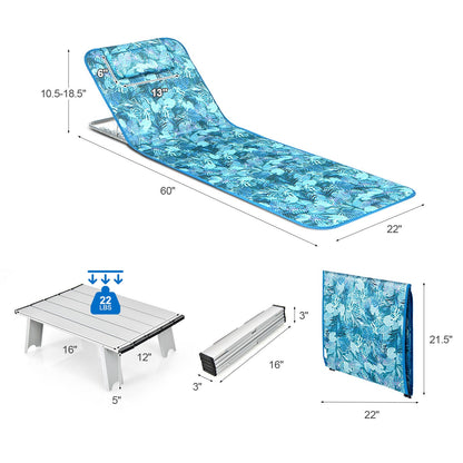 Compact Lightweight Folding Beach Lounge Chair Set