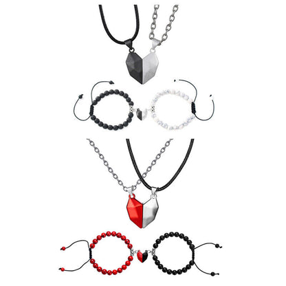 Romantic Heart Shaped Lovers Necklace And Bracelet Set