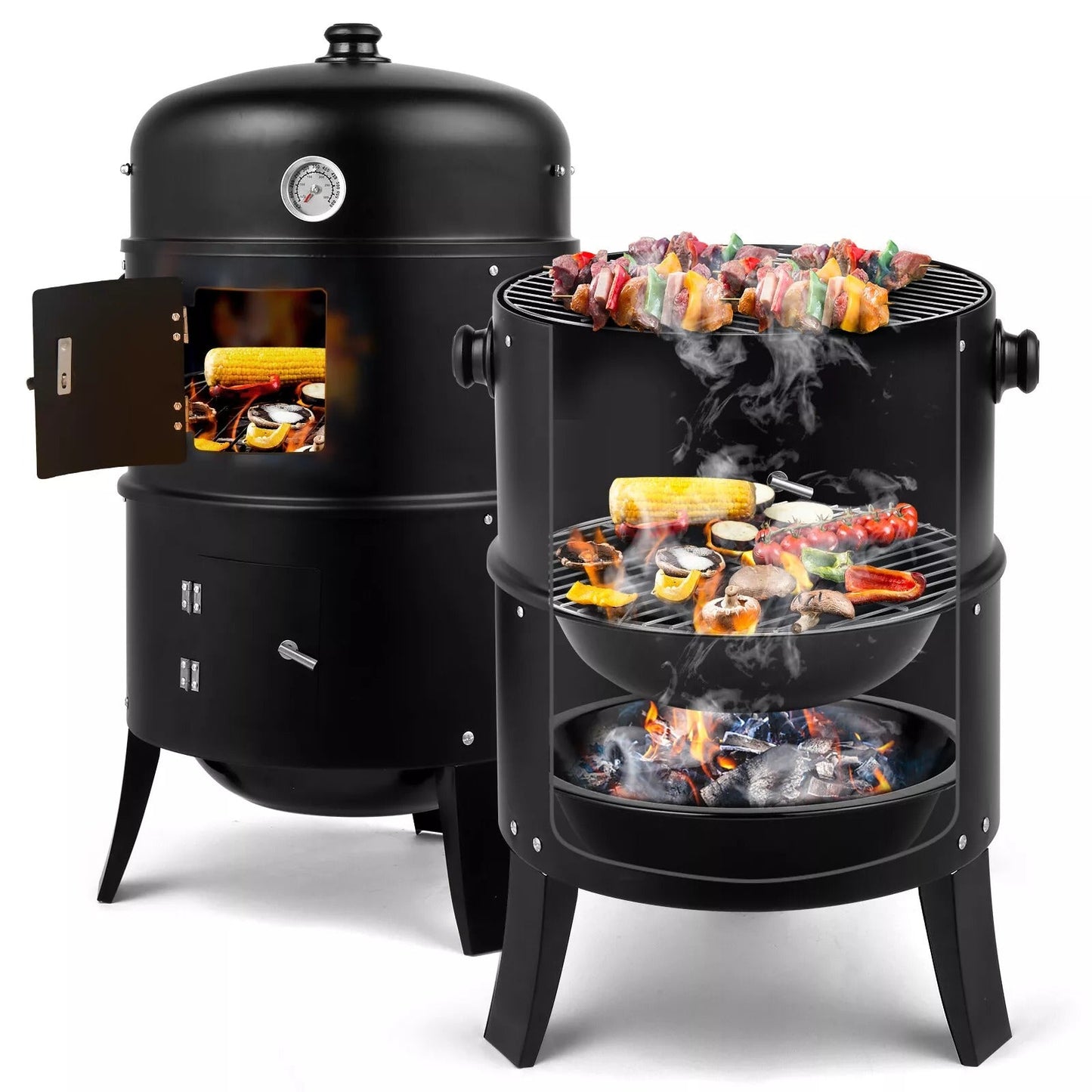 Outdoor Heavy Duty Coal BBQ Smoker Grill - Halri