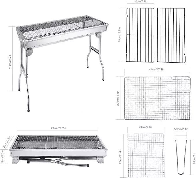 Compact Folding BBQ Charcoal Grill Set