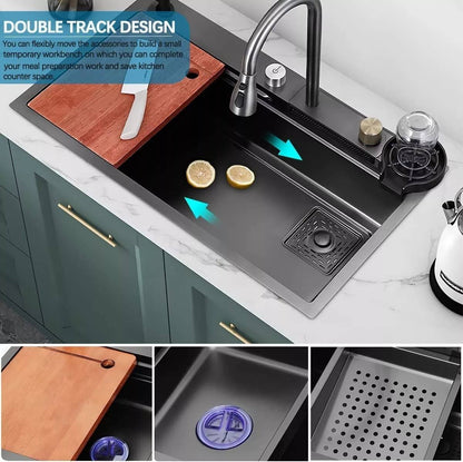 Modern Black Stainless Steel Kitchen Faucet with Pulldown