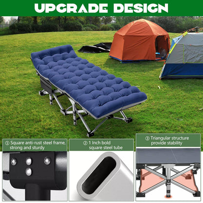 Portable Collapsible Camp Bed with Soft Mattress