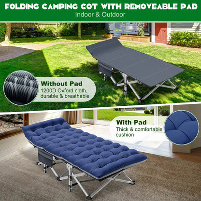 Portable Collapsible Camp Bed with Soft Mattress