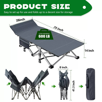 Portable Collapsible Camp Bed with Soft Mattress