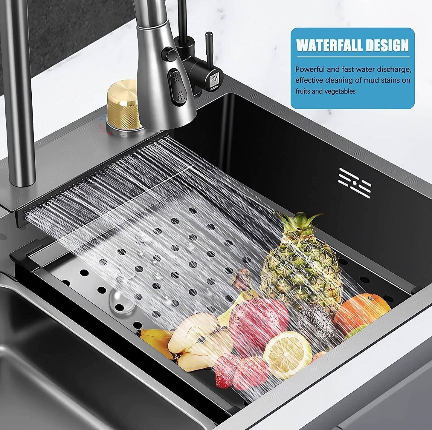 Modern Black Stainless Steel Kitchen Faucet with Pulldown