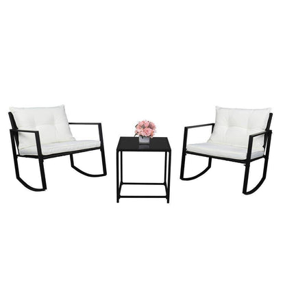 Patio Wicker Rocking Chair Set of 3