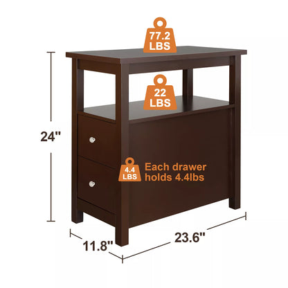 Compact Wooden Storage Side Table
