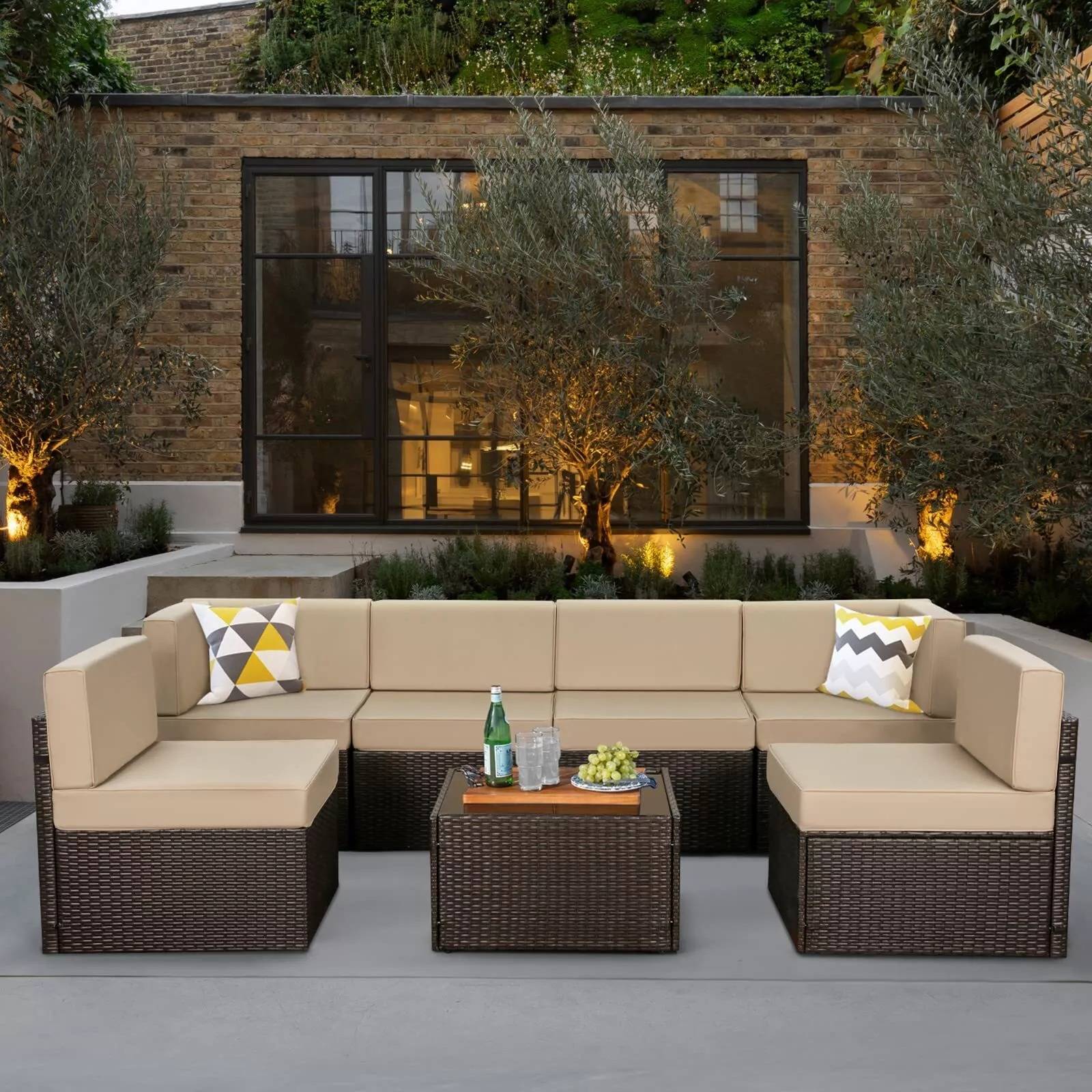 Garden Wicker Patio Set 7 PCS - Halri