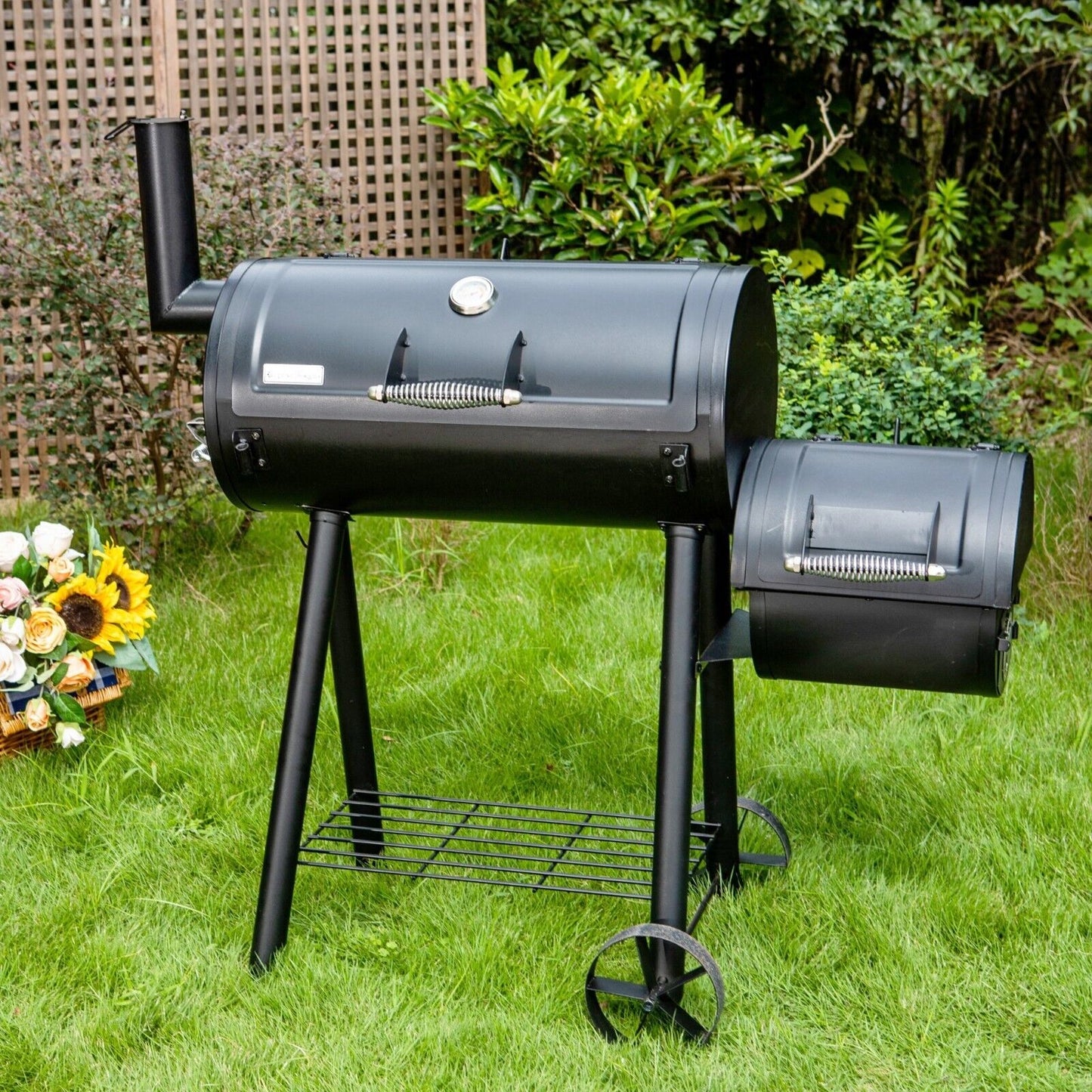 Large Charcoal BBQ Grill with Smoker Box